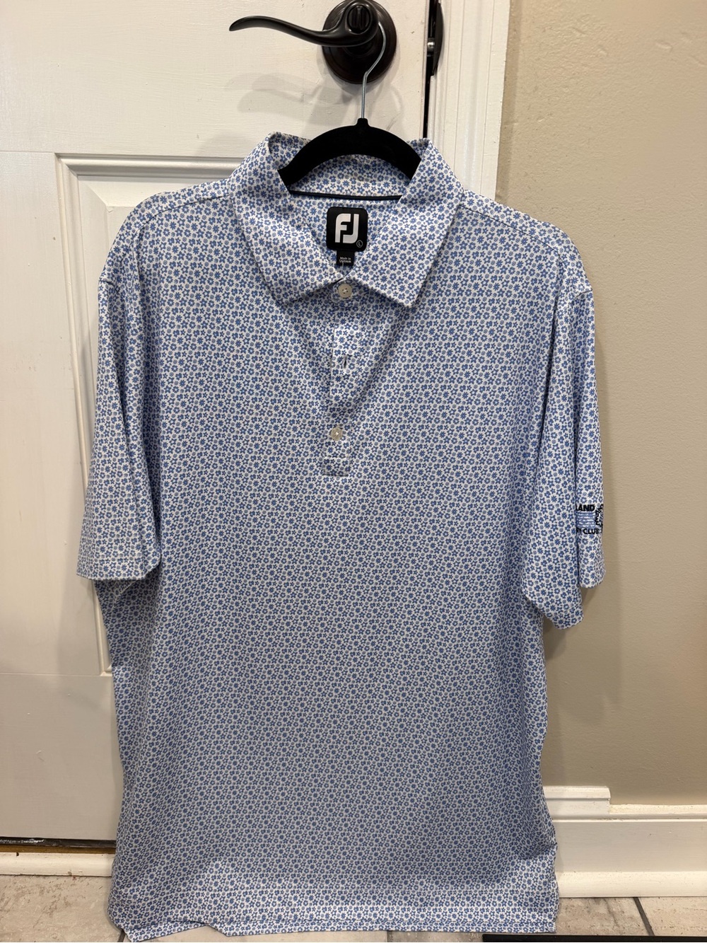 FootJoy Men's Light Blue Micro Floral Golf Polo